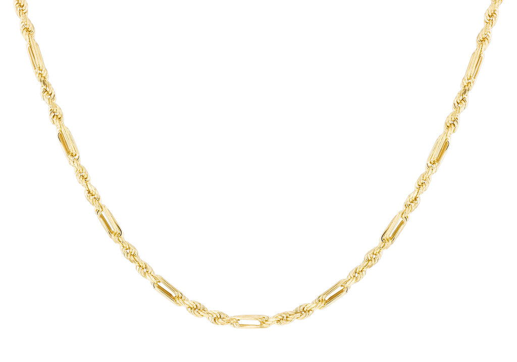 9ct Yellow Gold Diamond Cut Knot Rope Links Chain