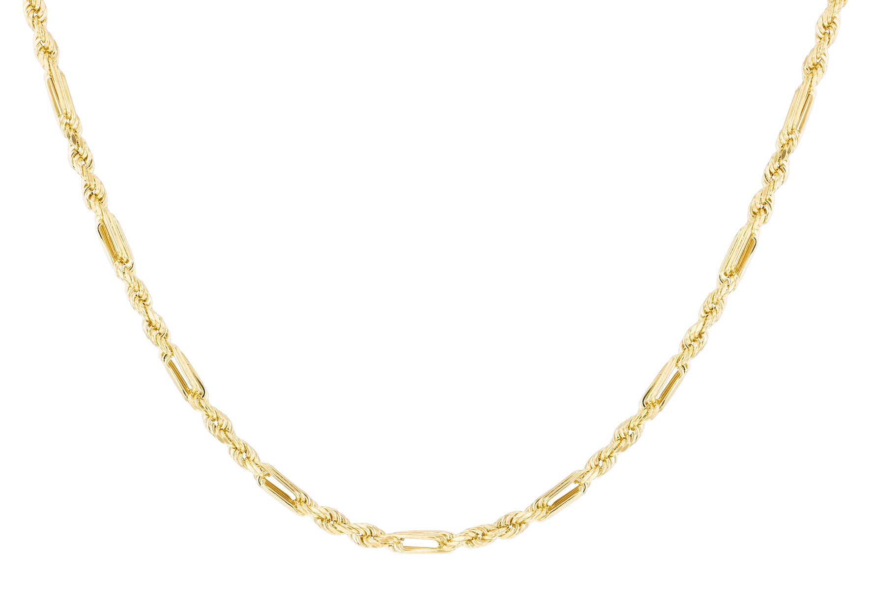 9ct Yellow Gold Diamond Cut Knot Rope Links Chain