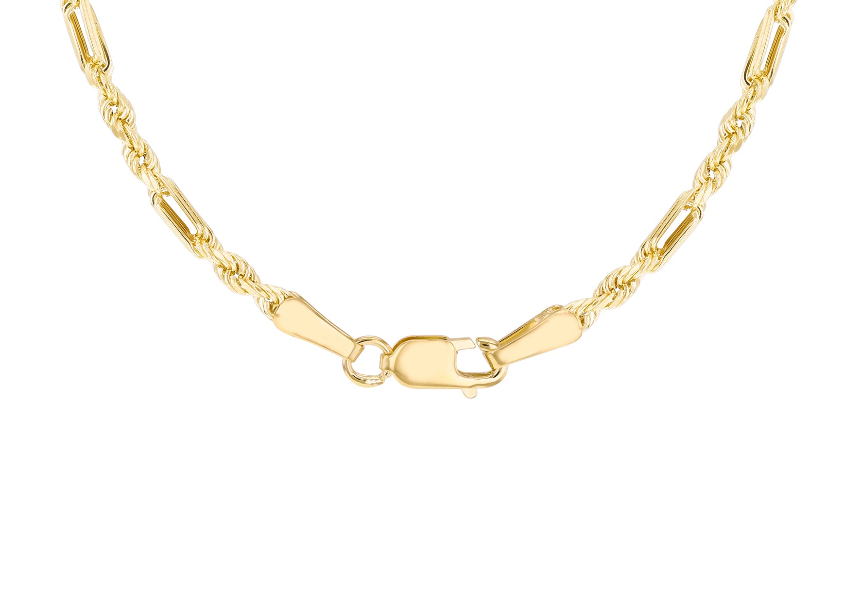9ct Yellow Gold Diamond Cut Knot Rope Links Chain