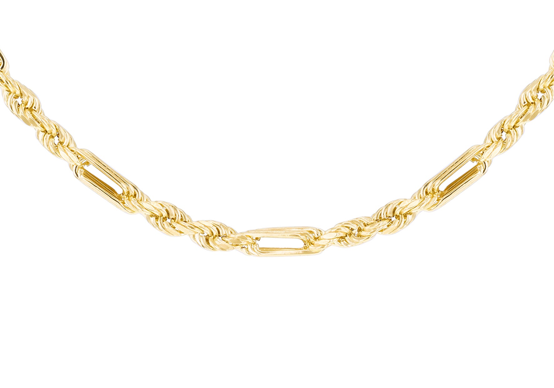 9ct Yellow Gold Diamond Cut Knot Rope Links Chain
