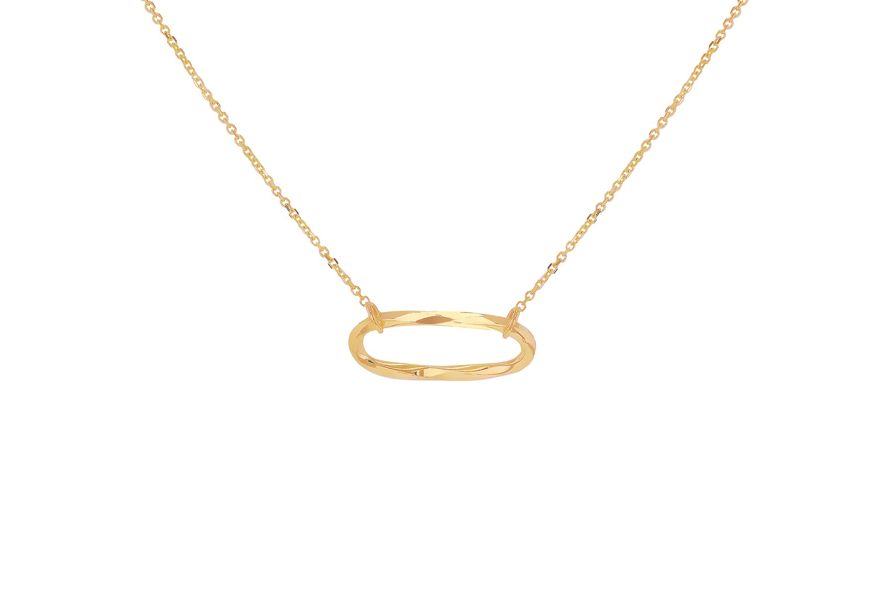 9ct Yellow Gold Diamond Cut Oval Paper Twist Necklace