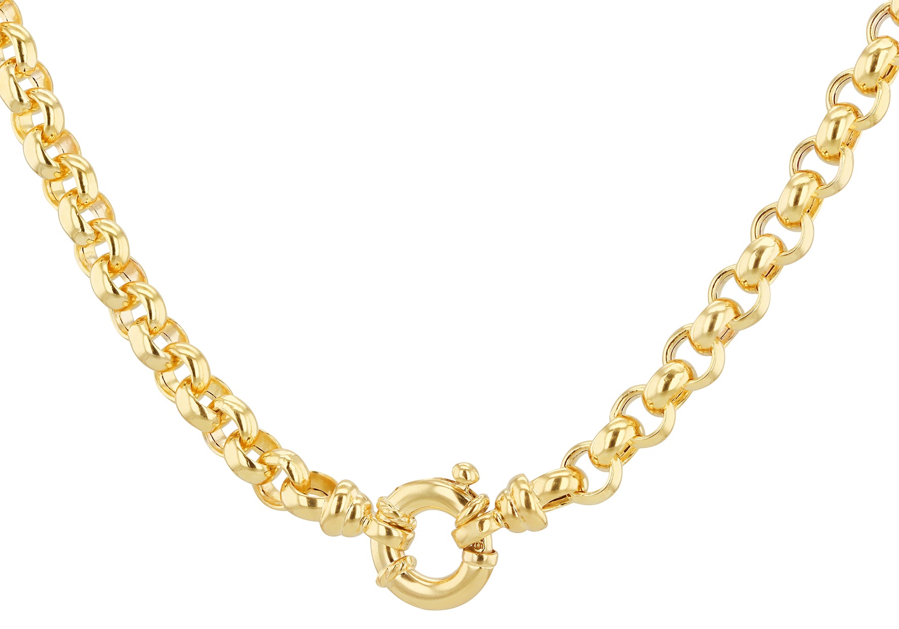 9ct Yellow Gold 250 Large Spring Ring Belcher Chain