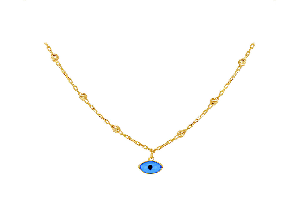 9ct Yellow Gold Evil Eye Ball Chain Pendant