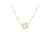 9ct Yellow Gold Mother Of Pearl Clover Ball Chain Necklace