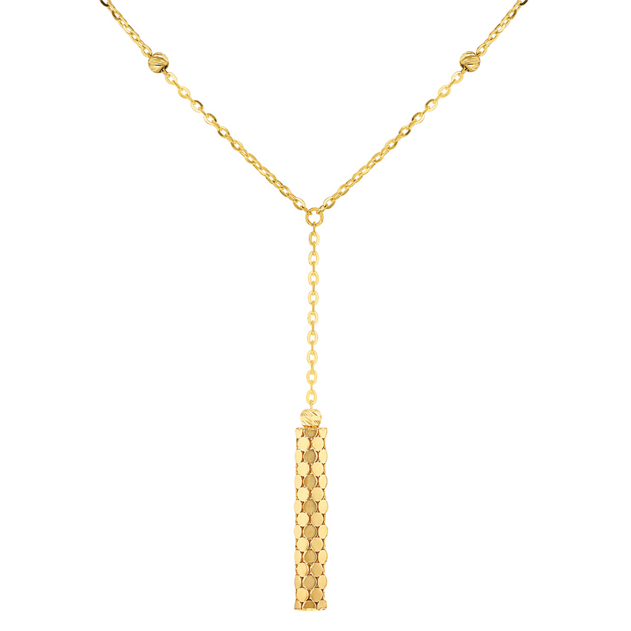 9ct Yellow Gold Round Drop Mirror Station Necklace