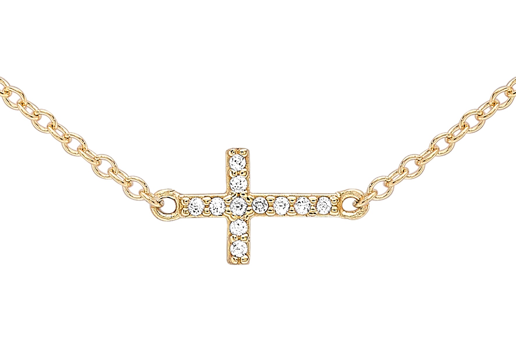 9ct Yellow Gold Zirconia Triple-Cross Adjustable Necklace