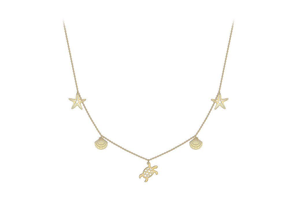 9ct Yellow Gold Sea & Sand Charm Necklace