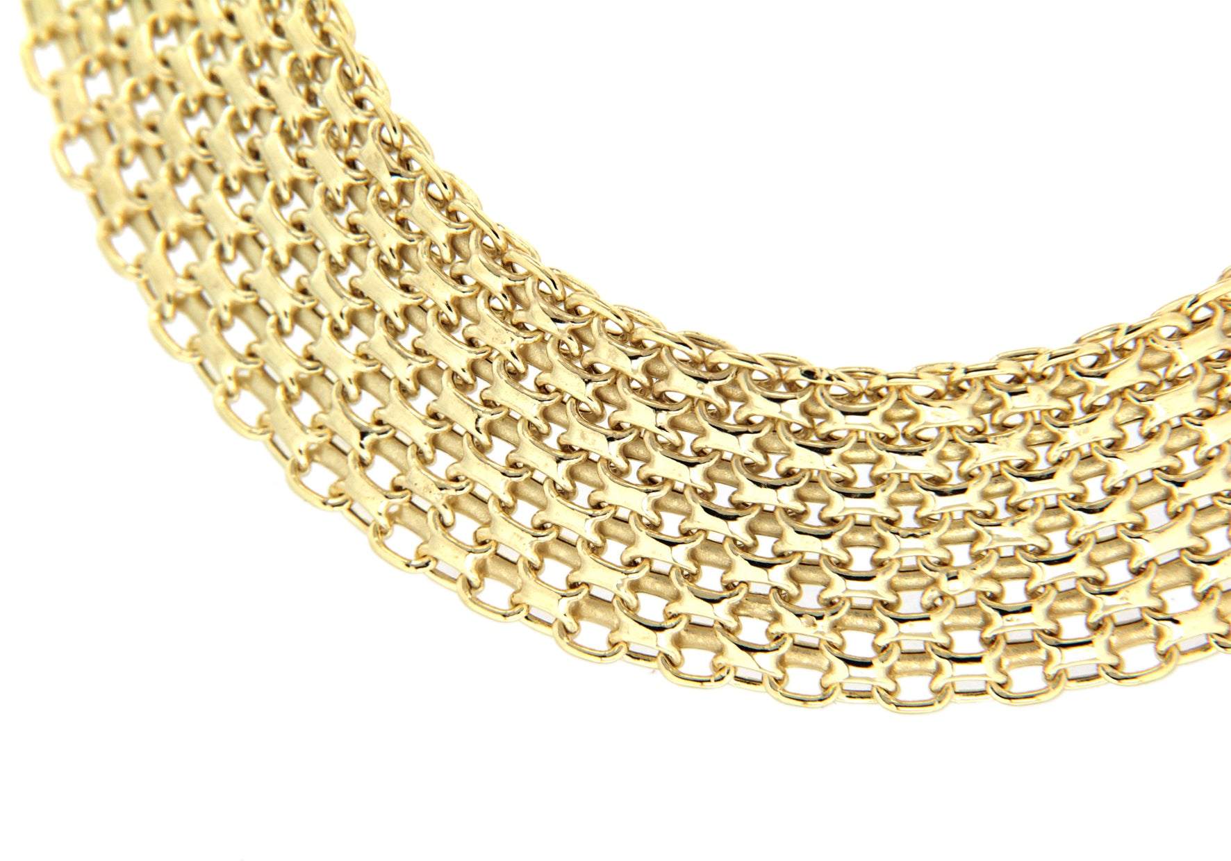 9ct Yellow Gold Flat Weave Bolt Ring Statement Bracelet