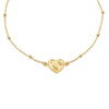9ct Yellow Gold Sunburst Heart Adjustable Trace & Ball Chain Bracelet