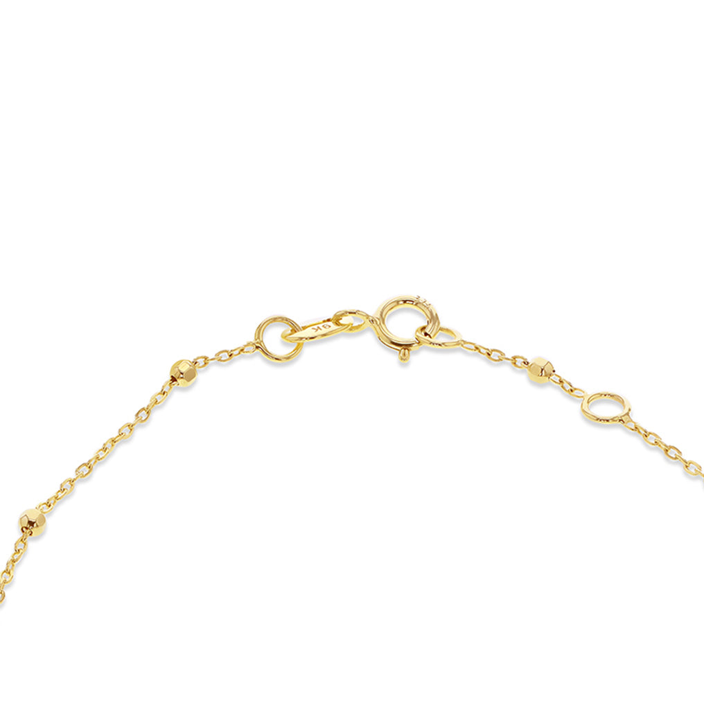 9ct Yellow Gold Sunburst Heart Adjustable Trace & Ball Chain Bracelet