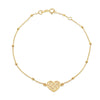 9ct Yellow Gold Starburst Heart Adjustable Trace & Ball Chain Bracelet