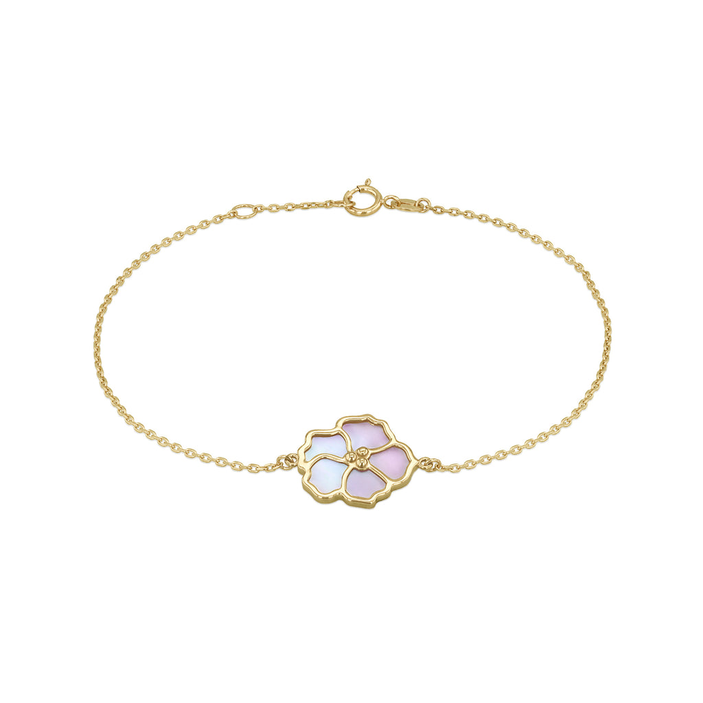 9ct Yellow Gold Mother of Pearl Single Blossom Bracelet
