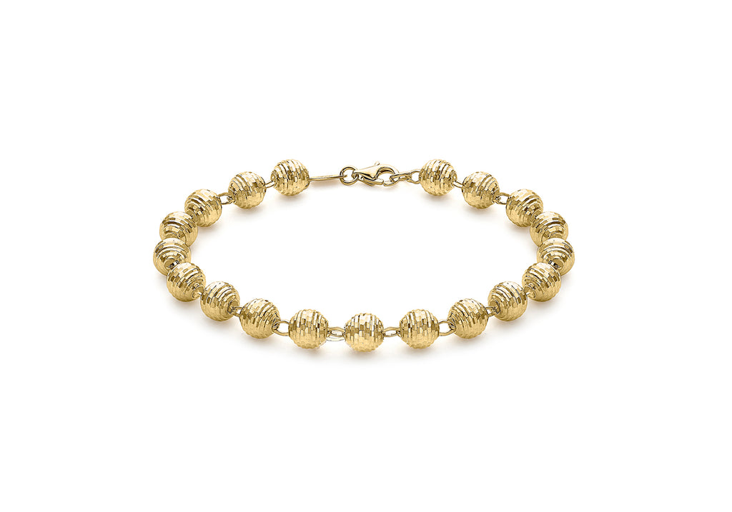 9ct Yellow Gold Faceted Balls Bracelet