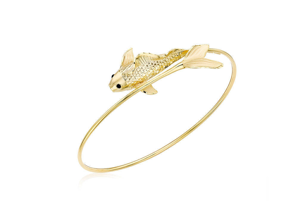9ct Yellow Gold Flying Gold Fish Flexible Crossover Bangle