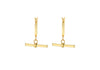 9ct Yellow Gold Square T-Bar Creole Hoop Earrings