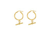 9ct Yellow Gold Round T-Bar Creole Hoop Earrings
