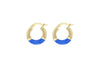 9ct Yellow Gold Blue Enamel Twisted Hoop Creole Earrings