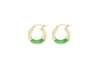 9ct Yellow Gold Green Enamel Twist Hoop Creole Earrings