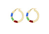 9ct Yellow Gold Triple Colour Enamel Polished Hoop Creole Earrings