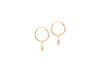 9ct Yellow Gold White Zirconia Hoop Drop Earrings