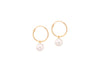 9ct Yellow Gold Freshwater Pearl Hoop Drop Earrings