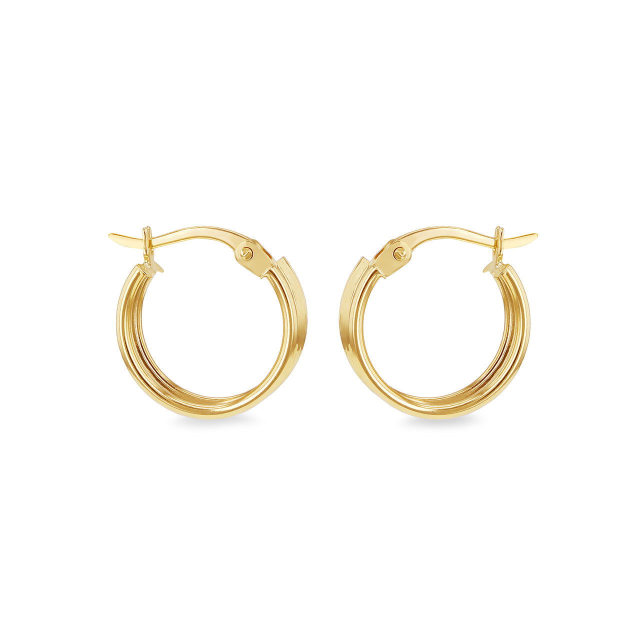 9ct Yellow Gold Hammered Ridge Cuff Earrings