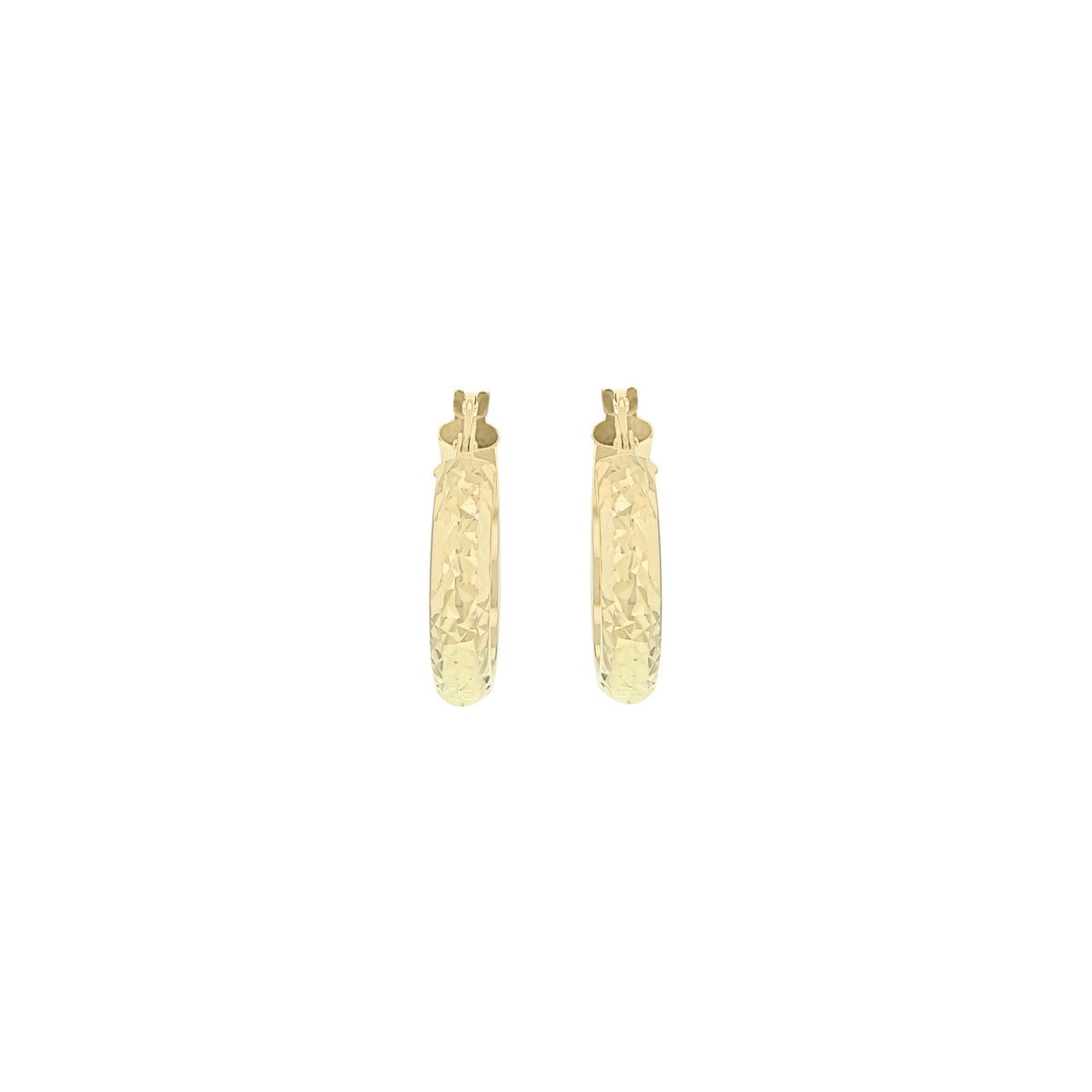 9ct Yellow Gold Diamond-Cut Faceted Hoop Earrings