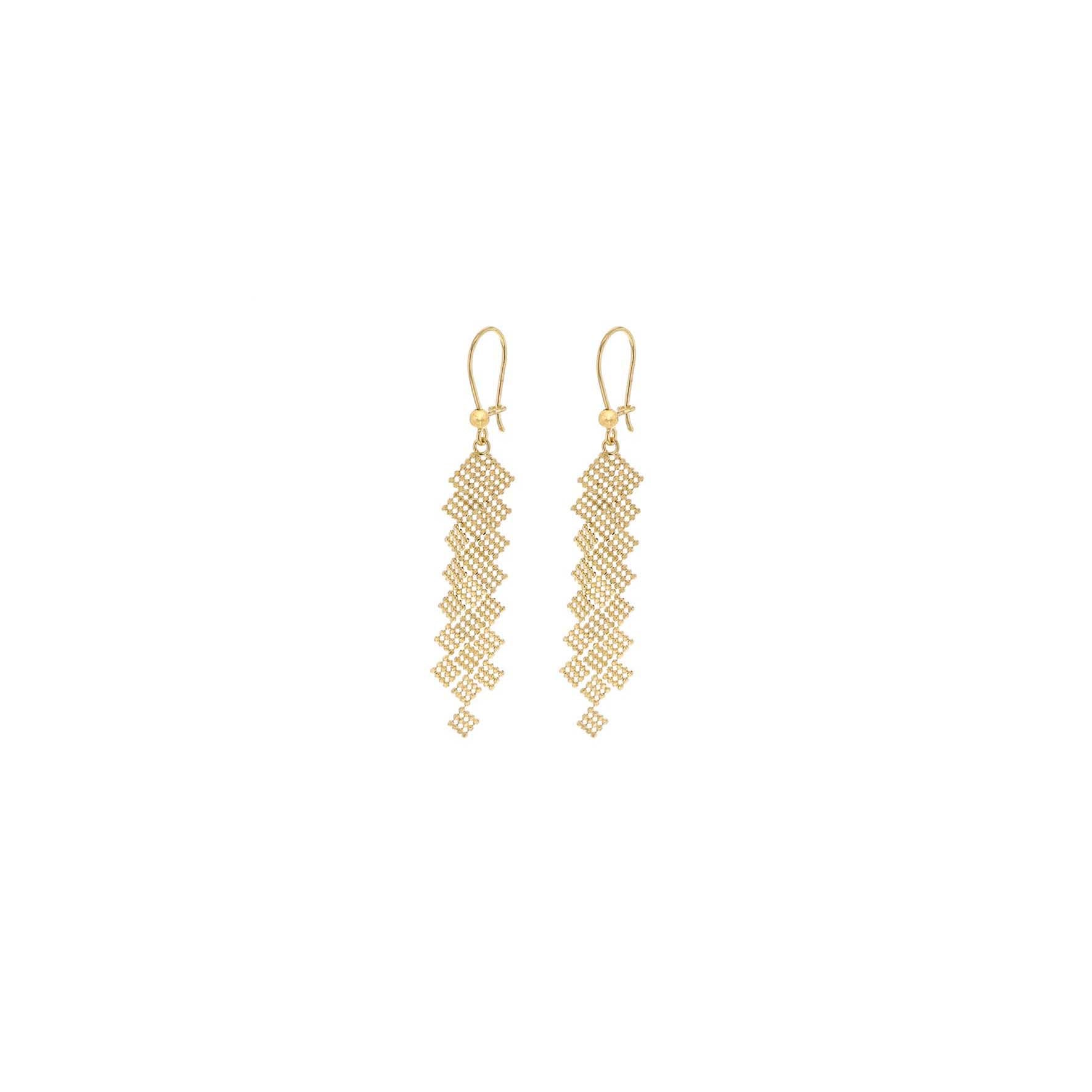 9ct Yellow Gold Woven Mesh Drop Earrings