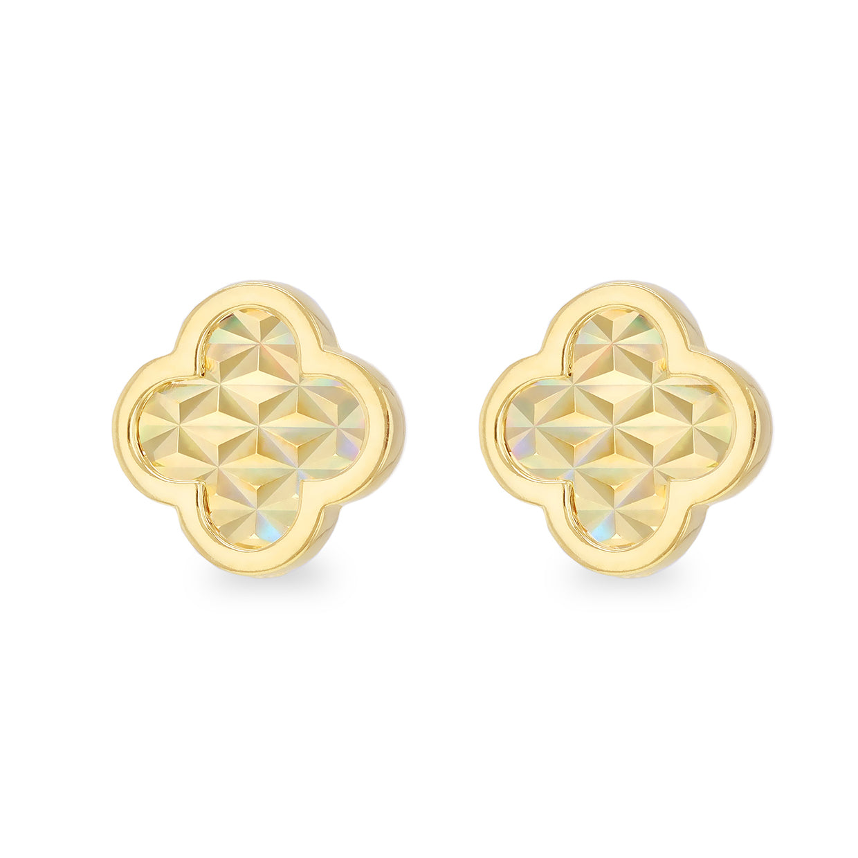 9ct Yellow Gold Sunburst Clover Petal Stud Earrings