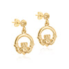 9ct Yellow Gold Claddagh Drop Earrings