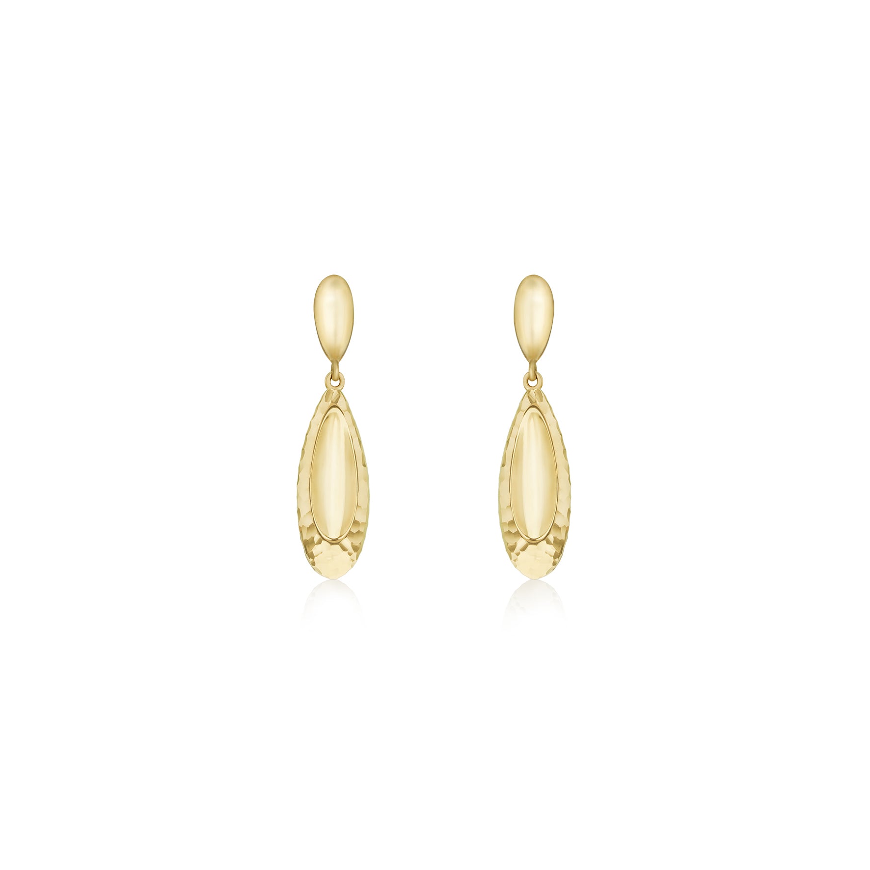9ct Yellow Gold Faceted Teardrop Drop Earrings