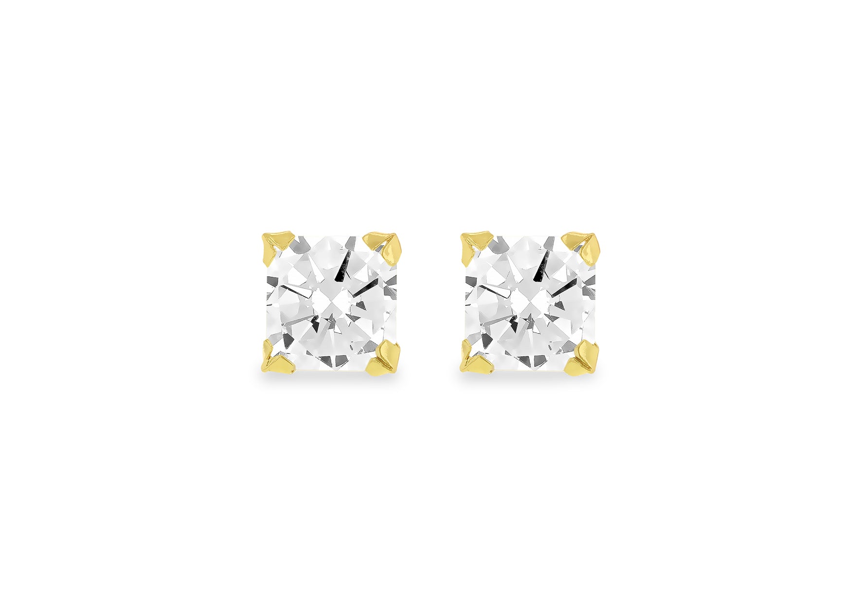 9ct Yellow Gold Square Stud Earrings