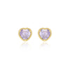 9ct Yellow Gold Amethyst Heart Stud Earrings