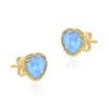 9ct Yellow Gold Opal Heart Caviar Rope Stud Earring