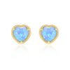 9ct Yellow Gold Opal Heart Caviar Rope Stud Earring