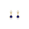 9ct Yellow Gold Zirconia & Sapphire-Blue Drop Earrings