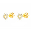 9ct Yellow Gold Pavé Zirconia Open Heart Stud Earrings