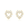 9ct Yellow Gold Pavé Zirconia Open Heart Stud Earrings