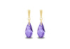 9ct Yellow Gold Purple Swarovski Crystal Drop Earrings