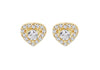9ct Yellow Gold White Zirconia Halo Heart Stud Earrings