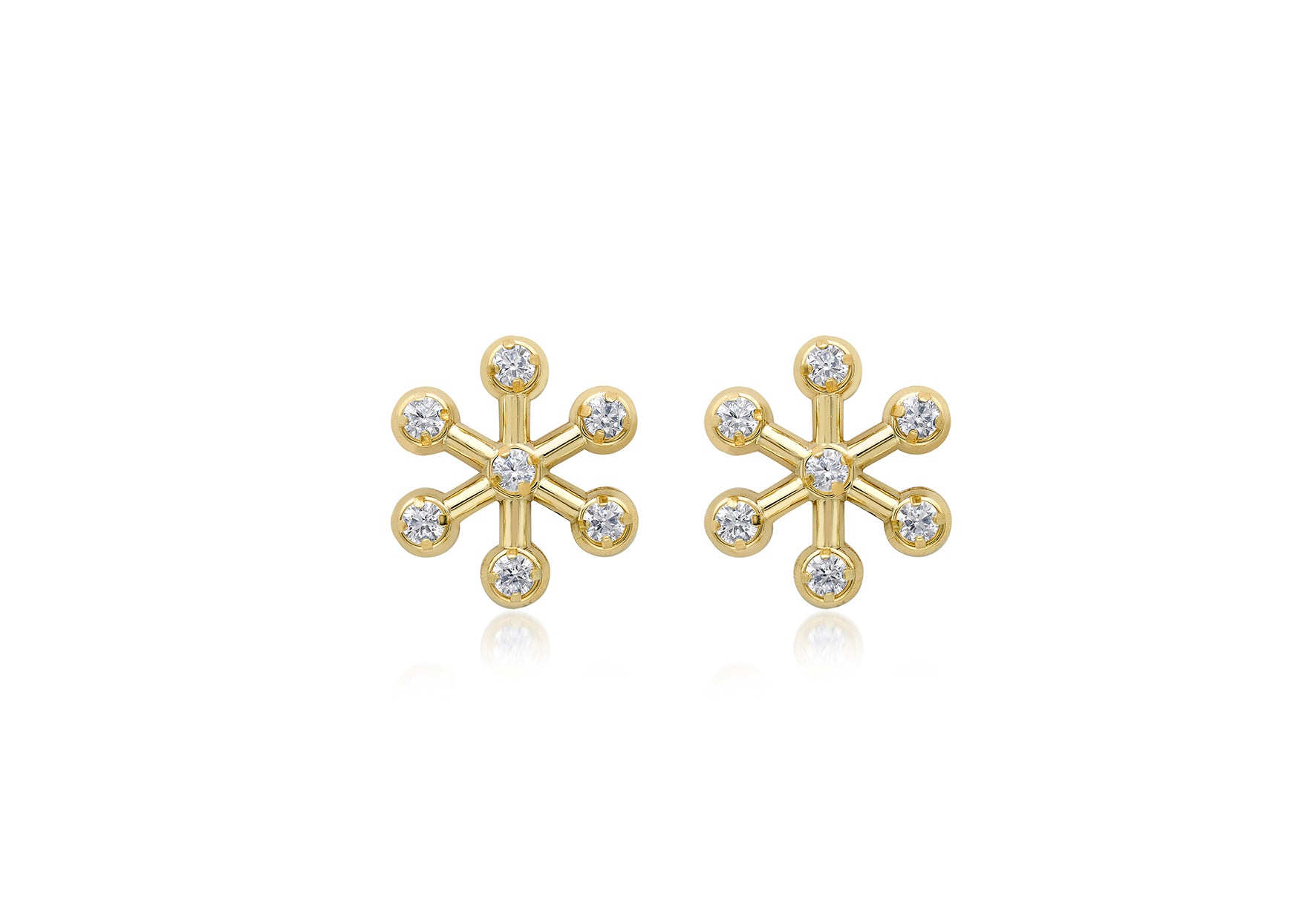 9ct Yellow Gold White Zirconia Star Stud Earrings