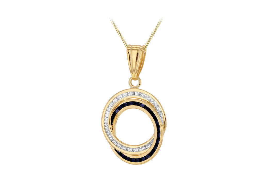9ct Yellow Gold Black & White Zirconia Interlinked Pendant