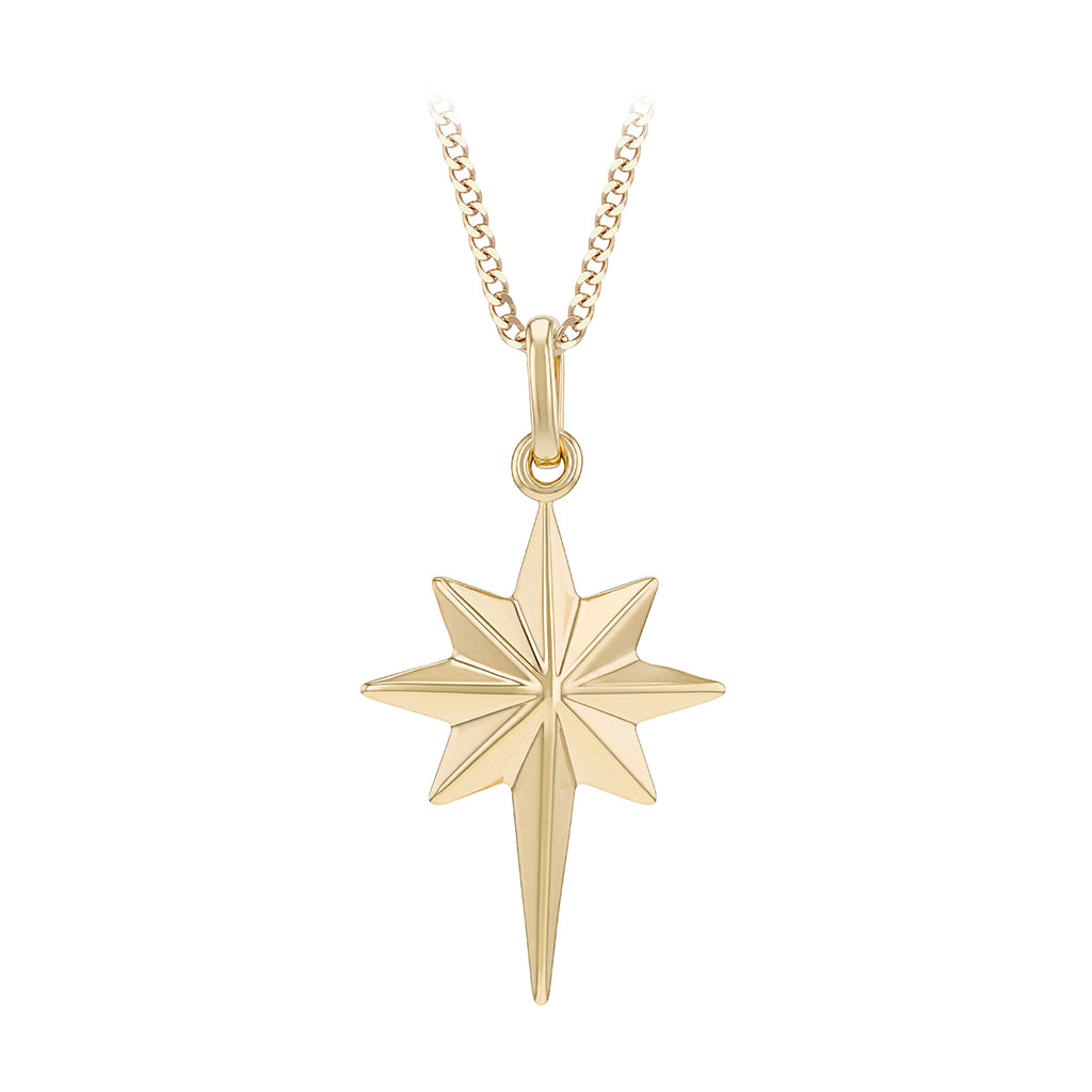 9ct Yellow Gold North Star Pendant Necklace