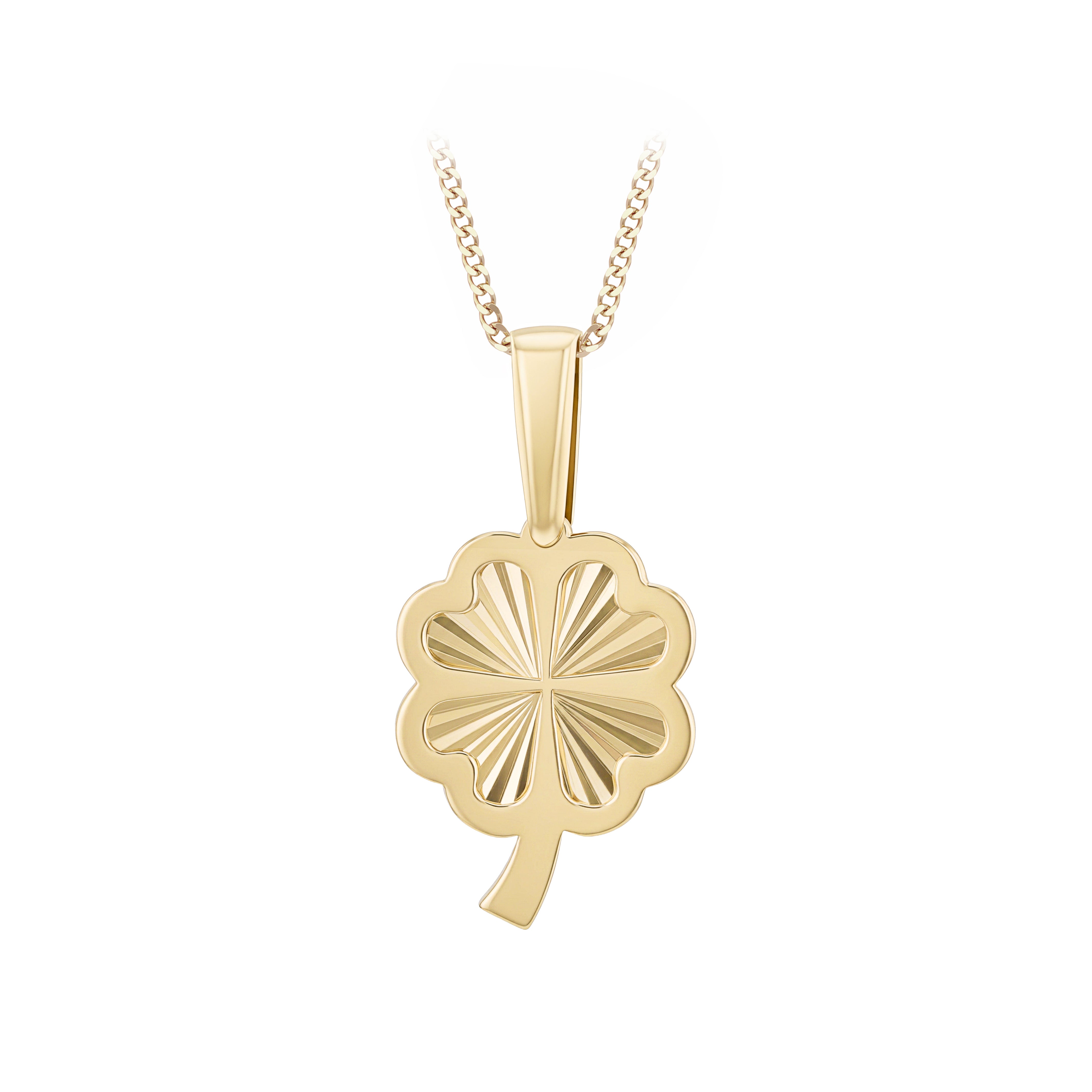 9ct Yellow Gold Four-Leaf Clover Pendant Necklace