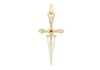 9ct Two-Tone Gold 0.05ct Diamond & Ruby Dagger Pendant