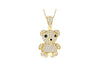 9ct Yellow Gold White Zirconia Teddy Bear Pendant
