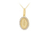 9ct Yellow Gold White Zirconia Oval Holy Mary Pendant