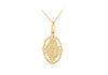 9ct Yellow Gold Zirconia Filigree Holy Mary Oval Pendant