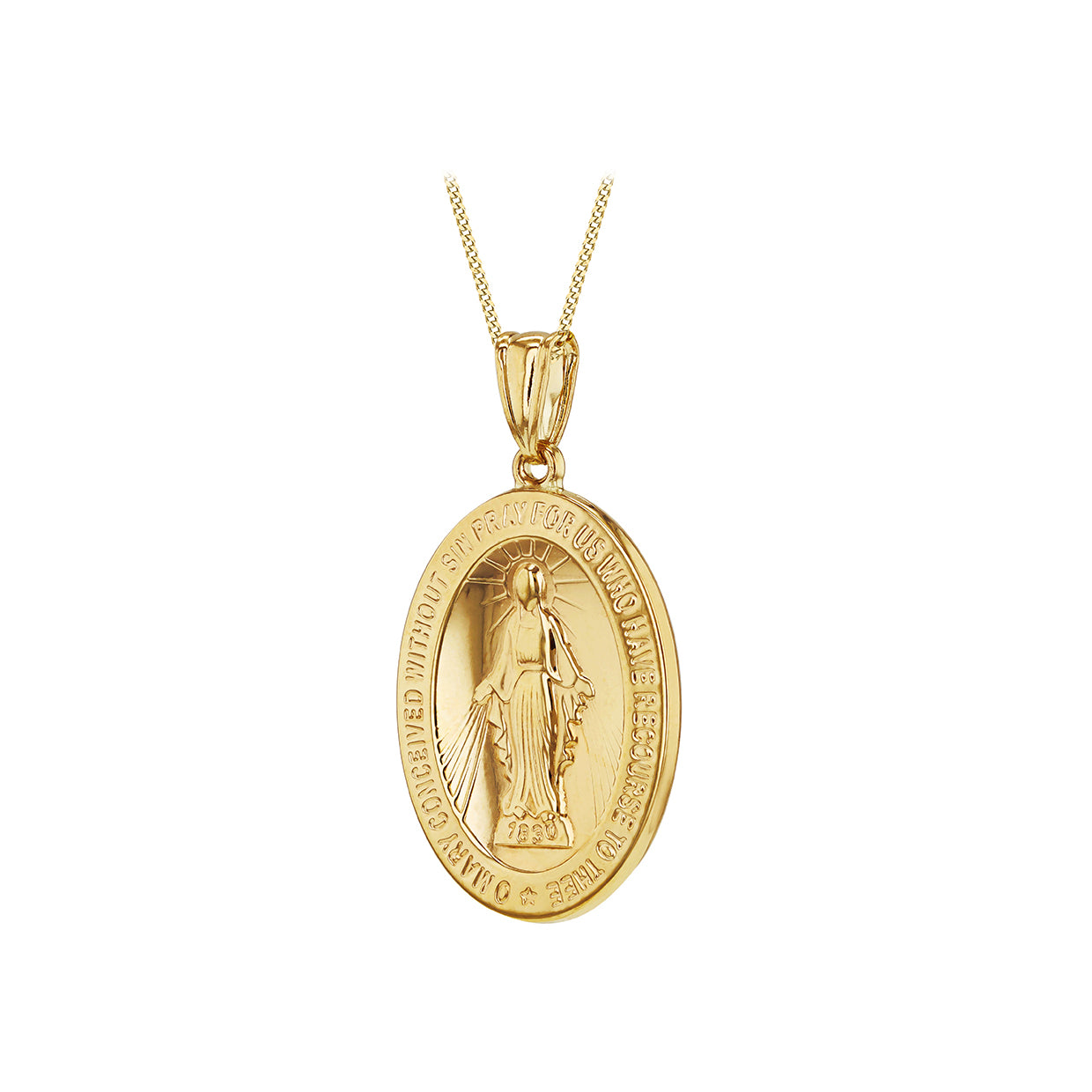 9ct Yellow Gold Oval Holy Mary Reversible Pendant