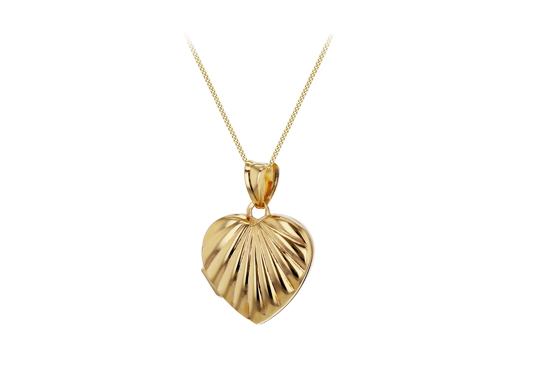 9ct Yellow Gold Ribbed Heart Locket Pendant